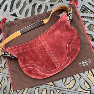 Vintage Coach maroon suede mini shoulder bag